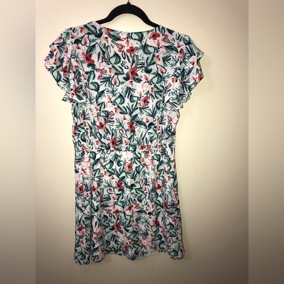 Maison Jules Womens Flutter Short Sleeve Floral Pullover Lightweight Dress Small - Picture 9 of 15